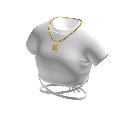 Crop Top in White w/ Gold Lock Necklace thumbnail