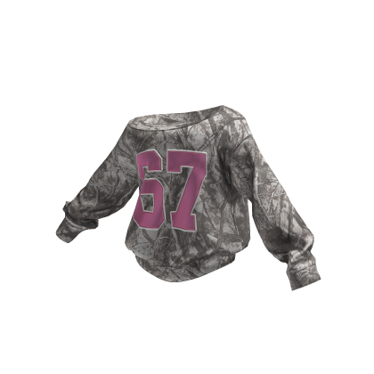 Oversize Off Shoulder Sweatshirt 67 (Camo) thumbnail