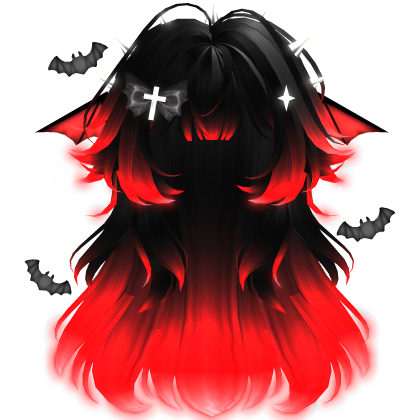 Emissive Fluffy Vampire Anime Hair w/ Face (Red)