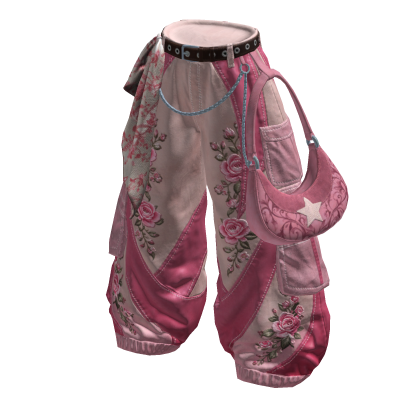 TOKYO UGC | Pink Rose Floral Baggy Pants