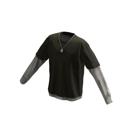 Long Sleeve Two Layer Dog Tag Tee Shirt Green /