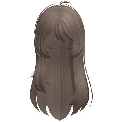 Long messy layered straight hair in dust brown