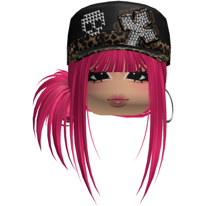 Gyaru Side Bun Hair w/ Cheetah Cap & Earrings