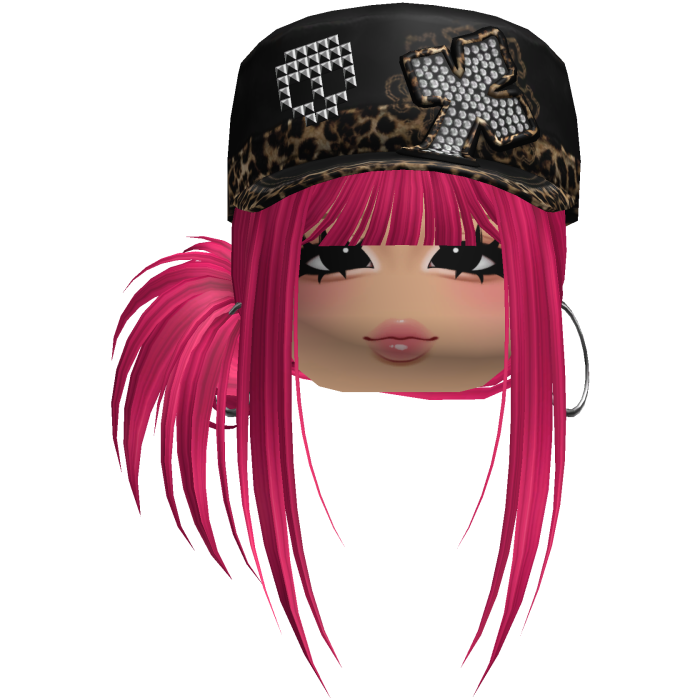 Gyaru Side Bun Hair w/ Cheetah Cap & Earrings