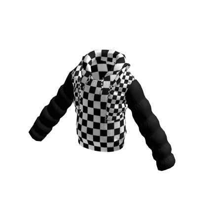 Black Check puffer crop jacket and inner hoody