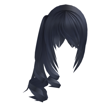 ✙ | moe vampire curly side ponytail in dark blue