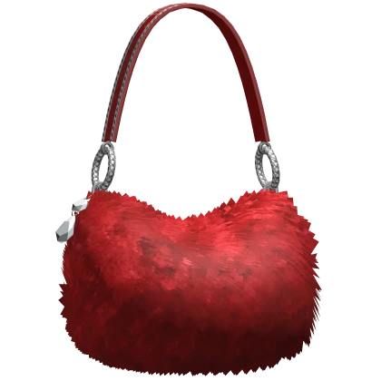 Cute Red Y2K Gyaru Fluffy Fur Handbag • DD33 Roblox item render