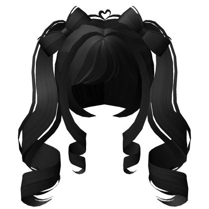 ♡ gyaru big curly tweencore bow pigtails black Roblox item