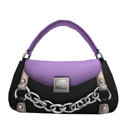 Black lavender silver chain shoulder bag