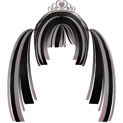 pink black pigtails with tiara Roblox item