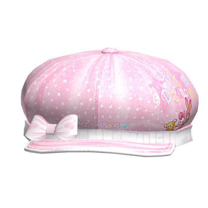 ♡ ꒰ light pink denim polka dot mezzo beret hat ꒱ ♡
