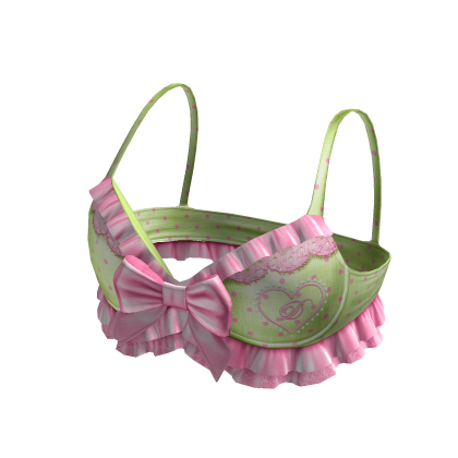 Polka Dot Swimsuit Ruffle Top Green Pink