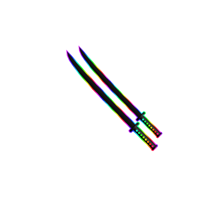 Dual Holdable Cartoony Rainbow Katanas