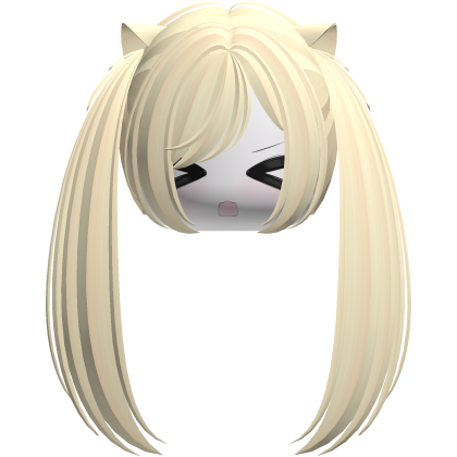 Kawaii Moe Blonde Pigtails w Cat Ears
