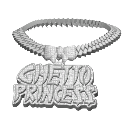 GHETTO PRINCESS Chain Silver Cuban Link [ 3.0 ] thumbnail