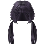 ♡ Cute Long Pigtails w/ Black Ribbons (Purple)