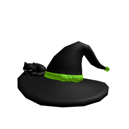 Witch Hat w Kitty (Black & Green) Roblox item