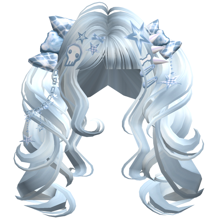 ♡ Scene Fluffy Gyaru Pigtails (Pastel Blue)