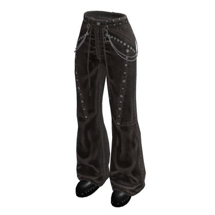 Baggy Pants with Curved Seams (Brown)