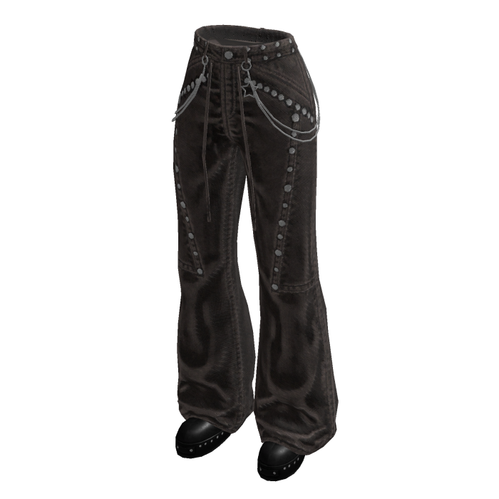 Baggy Pants with Curved Seams (Brown)