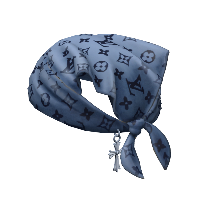 Tied LV Bandana Hat with Cross Chain