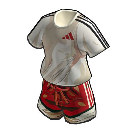 adidas Toon Shaded White Tee & Red Shorts thumbnail