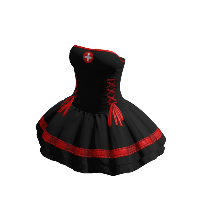Black Nurse Ruffle Dress Halloween Uniform Costume