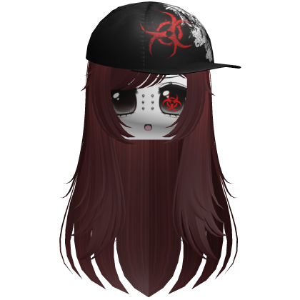 Moe Scene Red Wispy Hair /w Emo Cap
