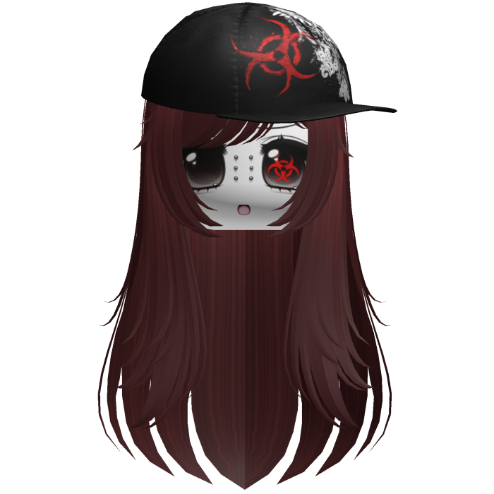 Moe Scene Red Wispy Hair /w Emo Cap