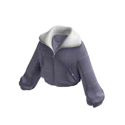 Cropped Quilted Puffer Jacket (Purple)