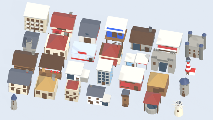 Low Poly City Mega Bundle Vehicles Buildings x214 preview 2