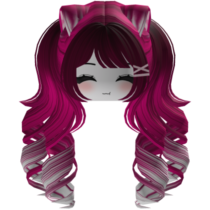 Cute hair emo Y2K cat-ear braids (pink)