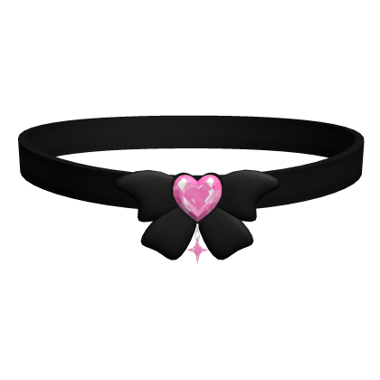 Black Bow Pink Heart Ruby Witch Choker