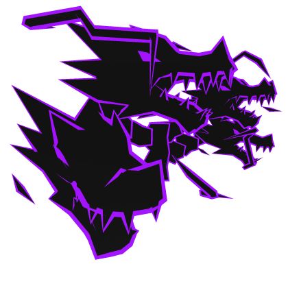Cartoony Purple Lightning Dragon Heads