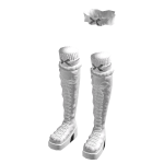 🍀White Long Boots w Black Ribbon
