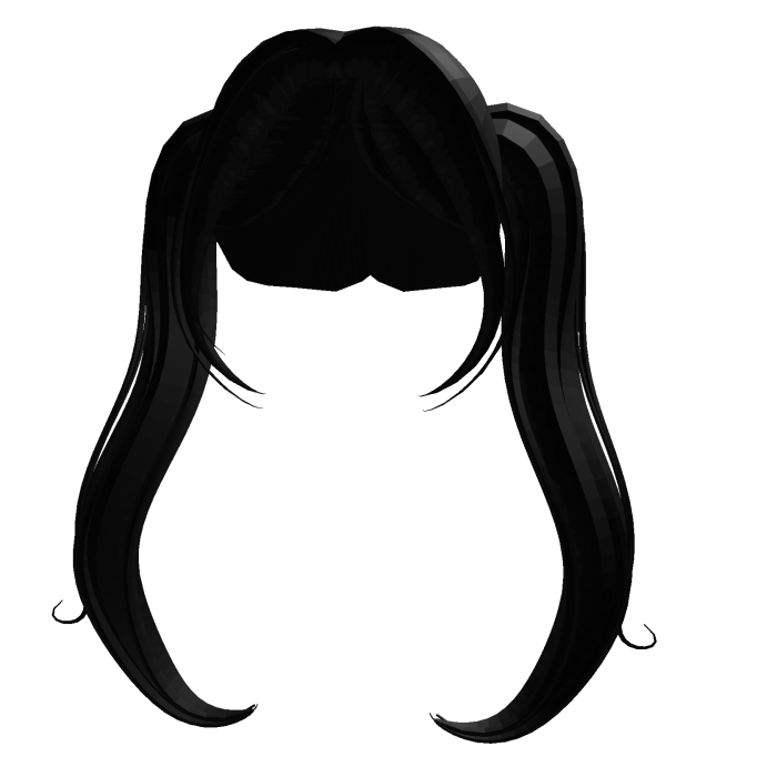 ♡ :  Black Cutesy Kawaii Long Pigtails