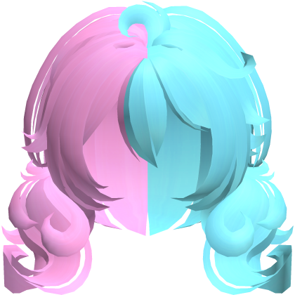 cute fluffy moe bob pigtails in pink & blue