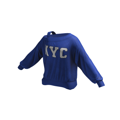 Varsity NYC Off Shoulder Sweater Blue thumbnail