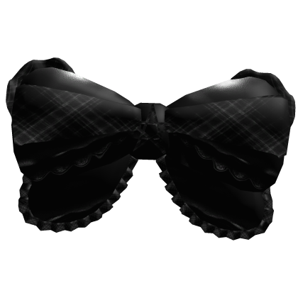 ⸸ black plaid gothic doll hair bow Roblox item