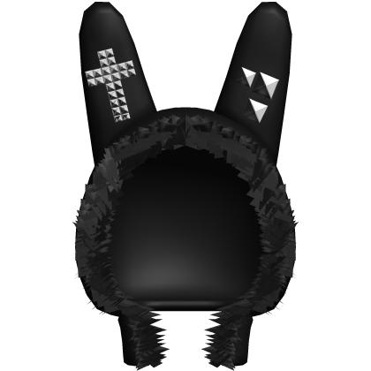 Emo Fur Bunny Hood & Cross Studs in Black Roblox item