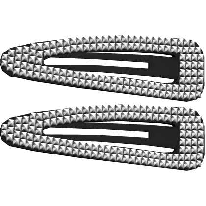 ♡ : black studded hair clips Roblox item