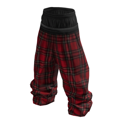 Y2K Red Plaid Flannel Baggy Pajama Pants Emo