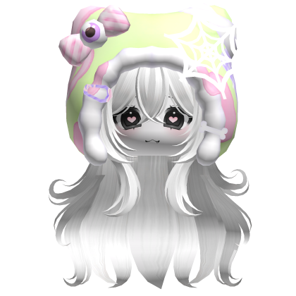 Kawaii Anime Hair w/ Pastel Goth Hood  (White)