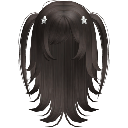 wolfcut hair in brown with ponytails & hairclips Roblox item
