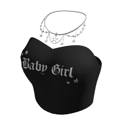 ☆ y2K Black Crop Tube top w/ Necklace Baby girl