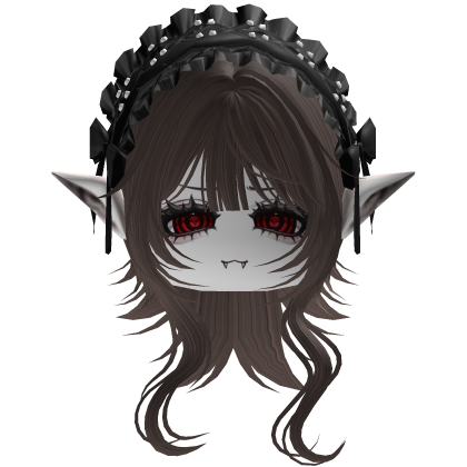 Gothic Vampire Brown Hair W/ears (Black)  Roblox item