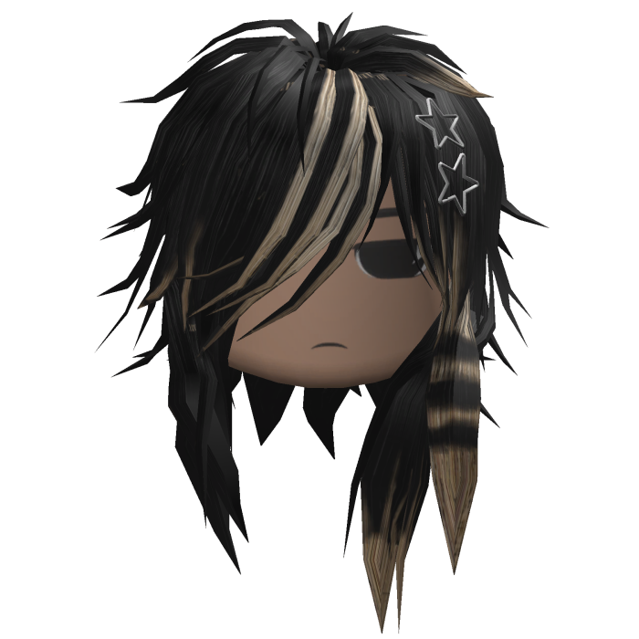 Messy Emo Hair w/ Star Clips (Black/Blonde)
