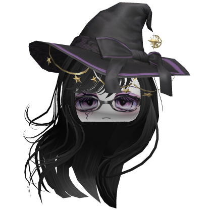 ♡ Purple Halloween Witch Windy Hair (Black) Roblox item