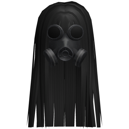 Goth Gas Mask Black Long Straight Hair Roblox item