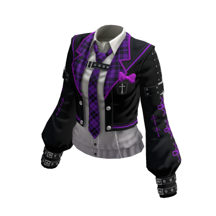Y2K Plaid School Uniform Jacket (Purple) thumbnail